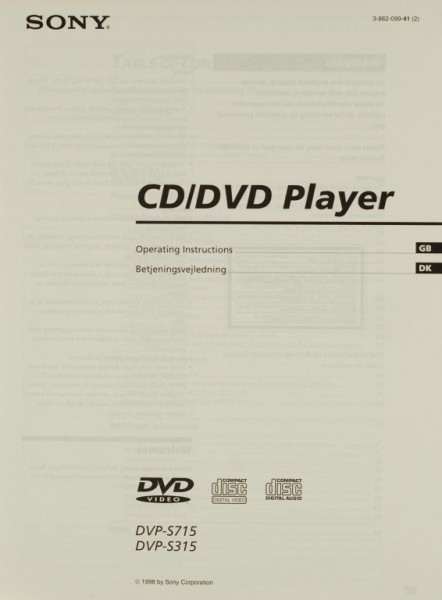 Sony DVP-S 715 / DVP-S 316 User Manual