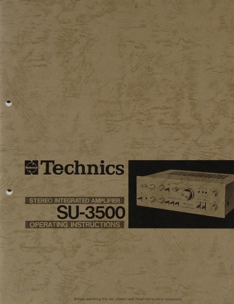 Technics SU-3500 Manual