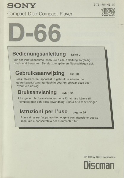 Sony D-66 Manual