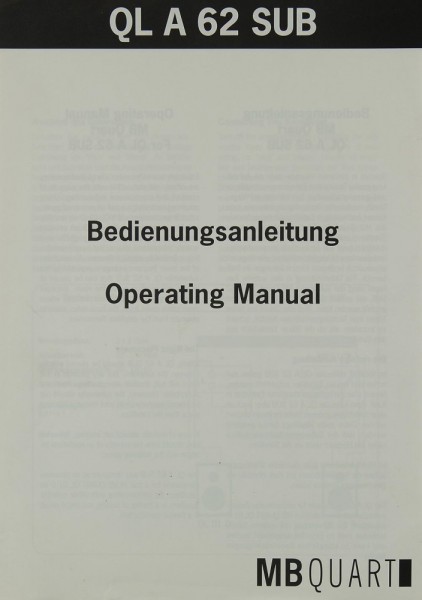 MB Quart QL A 62 SUB Manual