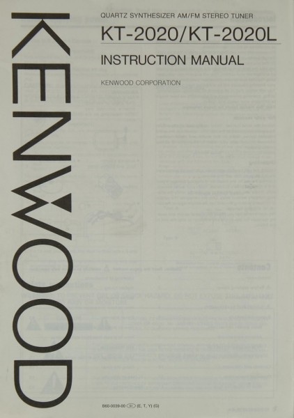 Kenwod KT-2020 / KT-2020L Manual