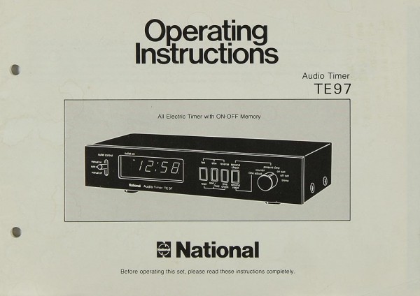 National TE 97 Timer User Manual