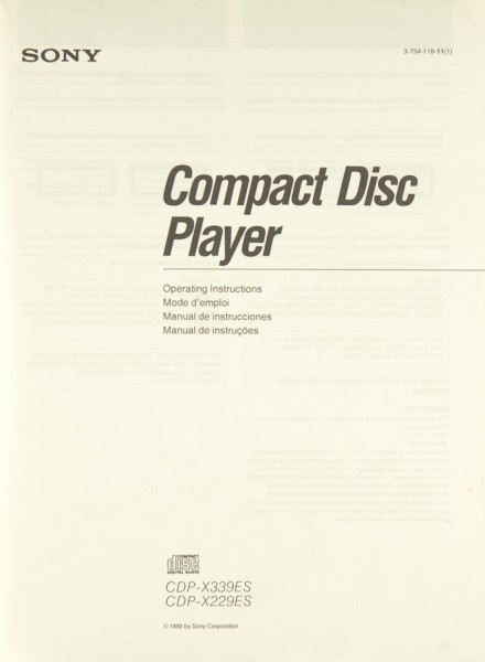 Sony CDP-X 339 ES / CDP-X 229 ES User Manual