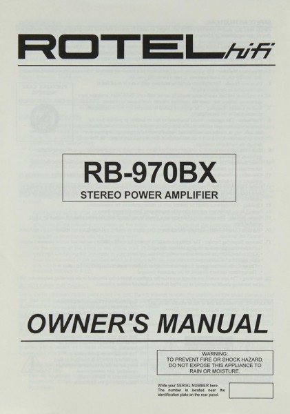 Rotel RB-970 BX Bedienungsanleitung