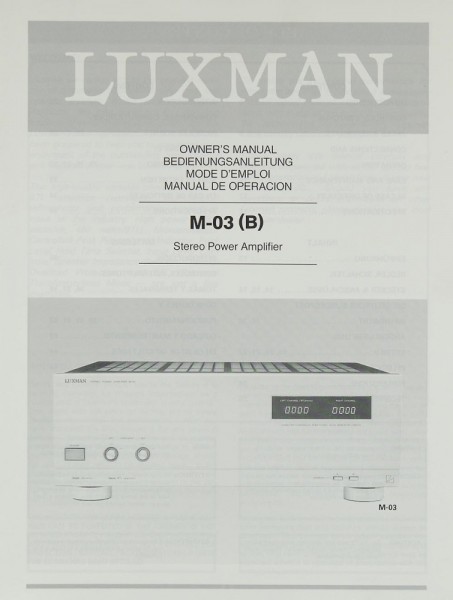 Luxman M-03 (B) Operating Instructions