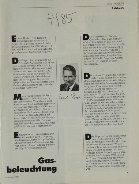 Stereoplay 4/1985 Zeitschrift
