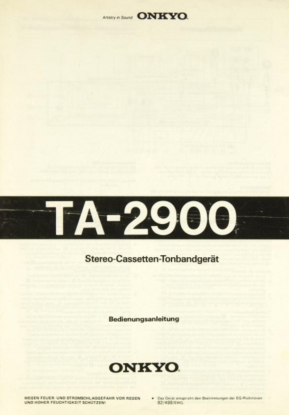 Onkyo TA-2900 Bedienungsanleitung