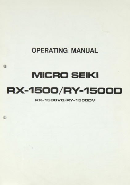 Micro Seiki RX-1500 / RY-1500 D Bedienungsanleitung