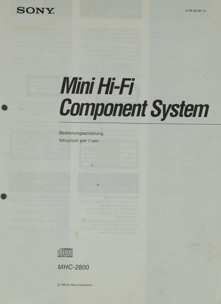 Sony MHC-2800 Manual
