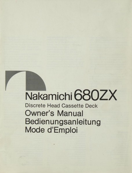 Nakamichi 680 Z Manual