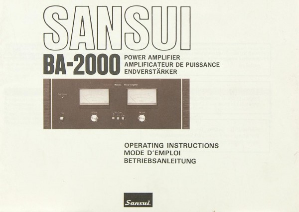 Sansui BA-2000 Operating Instructions