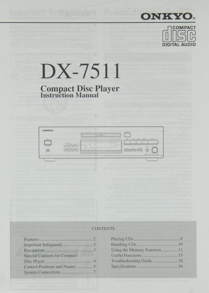 Onkyo DX-7511 Bedienungsanleitung