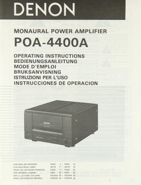 Denon POA-4400 A Bedienungsanleitung