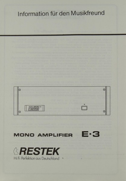 Restek E-3 Brochure / Catalogue