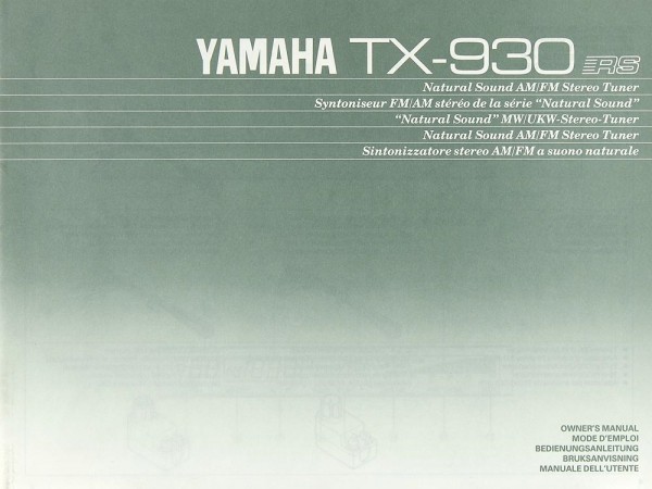 Yamaha TX-930 Operating Instructions