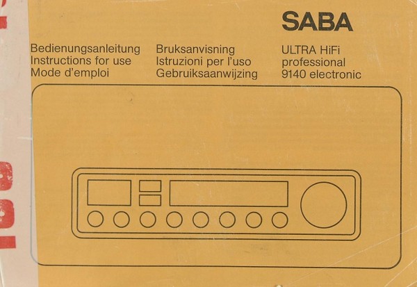Saba 9140 Electronic Operating Instructions