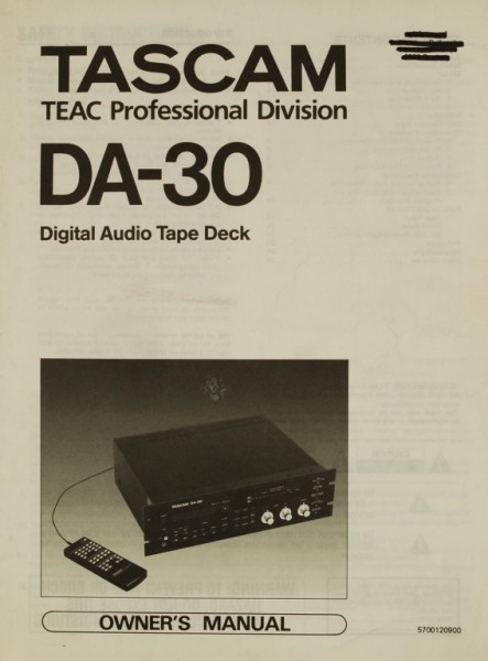 Tascam DA-30 Manual