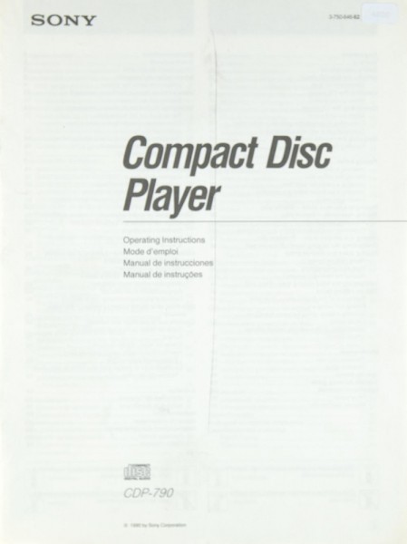 Sony CDP-790 Owner&#039;s Manual