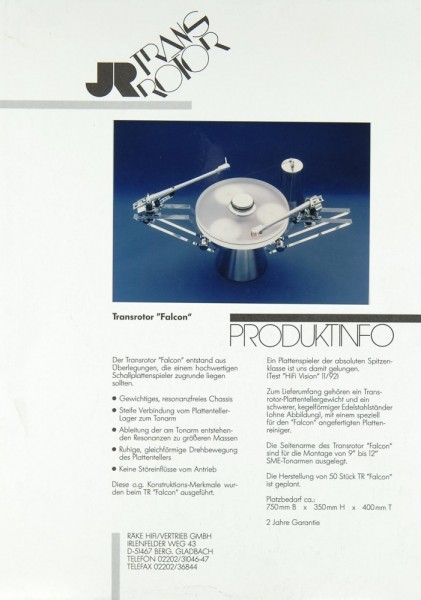 Transrotor Falcon Prospekt / Katalog