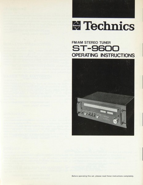 Technics ST-9600 Operating Instructions