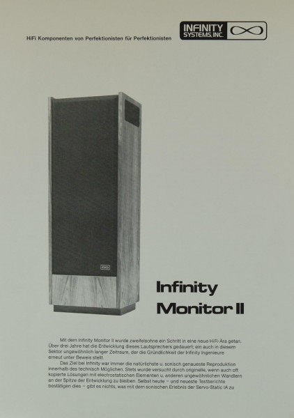 Infinity Monitor II Brochure / Catalogue
