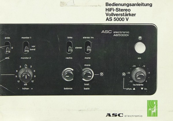 ASC AS 5000 V Operating Instructions