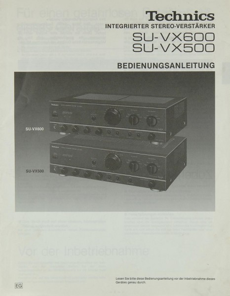 Technics SU-VX 600 / SU-VX 500 Manual