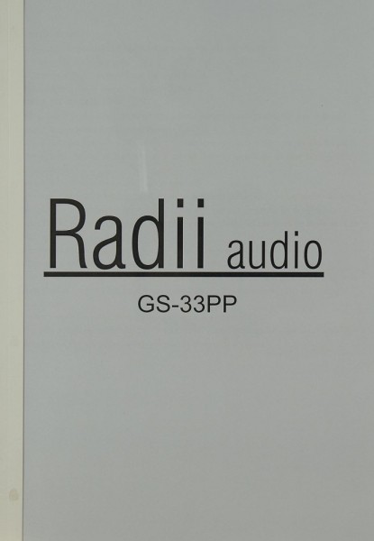 Radii Audio GS-33 PP Bedienungsanleitung