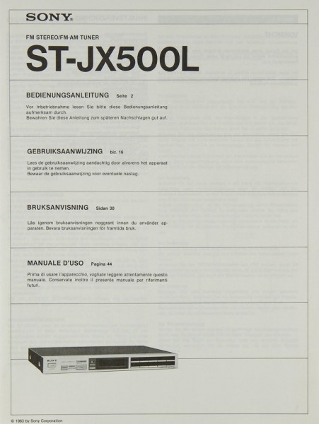 Sony ST-JX 500 L Manual