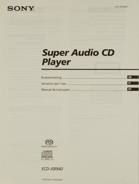 Sony SCD-XB 940 User Manual