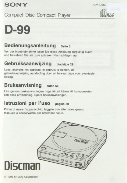 Sony D-99 User Manual