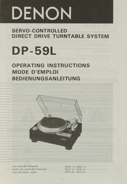Denon DP-59 L Operating Instructions