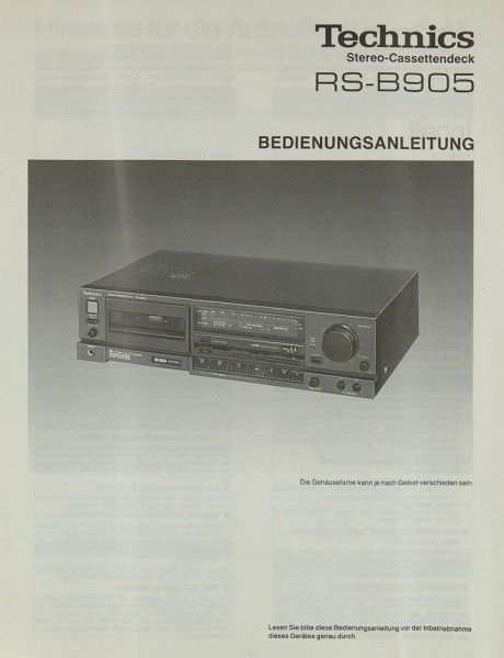 Technics RS-B 905 Manual