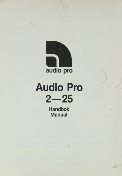 Audio Pro 2-25 User Guide