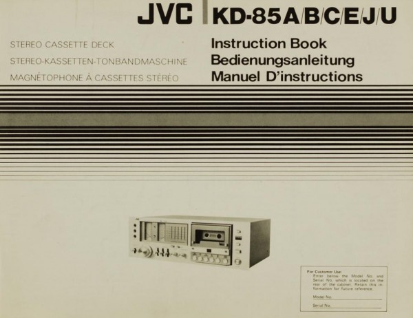 JVC KD-85 A/B/C/E/J/U Operating Instructions