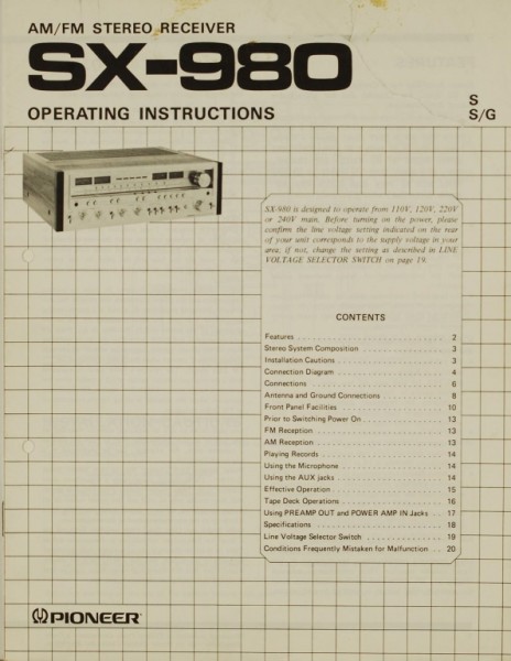 Pioneer SX-980 User Manual
