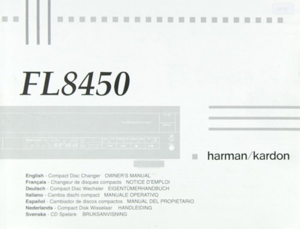 Harman / Kardon FL 8450 Operating Instructions