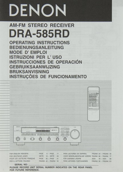 Denon DRA-585 RD Operating Instructions