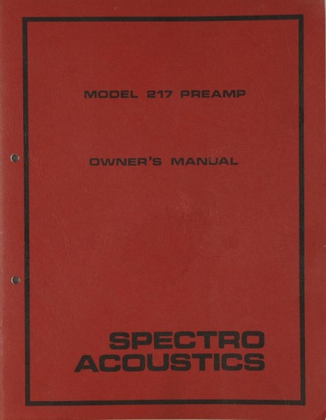 Spectro Acoustics MODEL 217 Manual