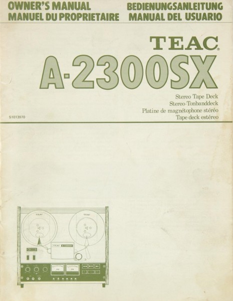 Teac A-2300 SX Operating Instructions