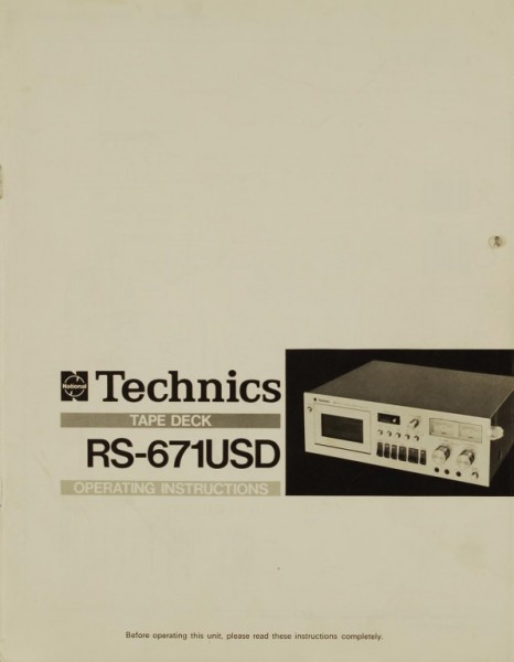 Technics RS-671 USD Operating Instructions