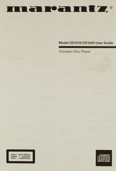 Marantz Model CD 1010 / CD 1020 Operating Instructions