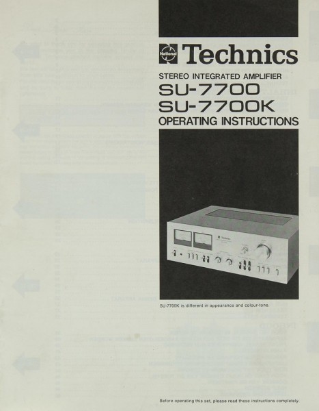 Technics SU-7700 / SU-7700 K Manual