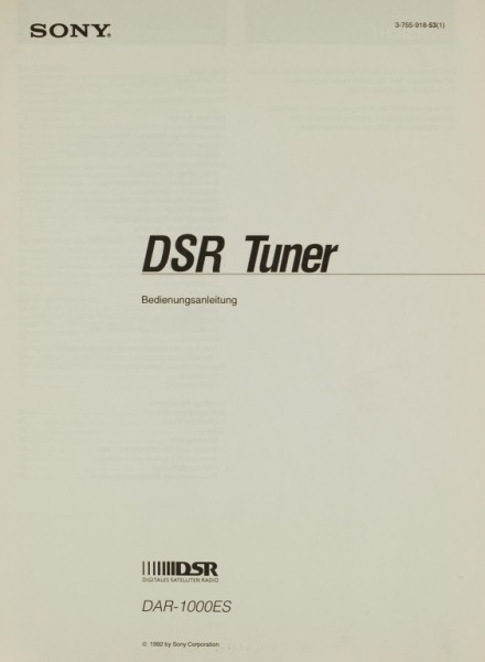 Sony DAR-1000 ES Owner&#039;s Manual
