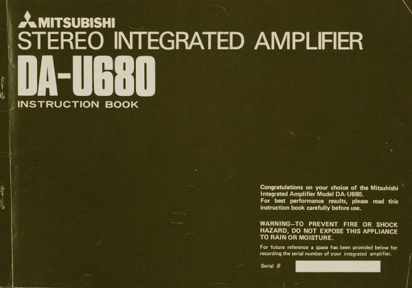 Mitsubishi DA-U 680 Operating Instructions