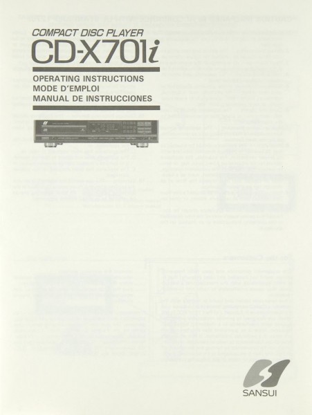 Sansui CD-X 701 i Operating Instructions