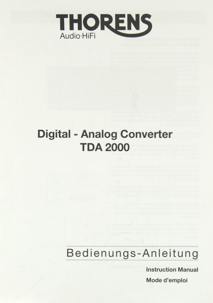 Thorens TDA 2000 Operating Instructions