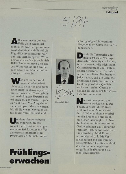 Stereoplay 5/1984 Zeitschrift