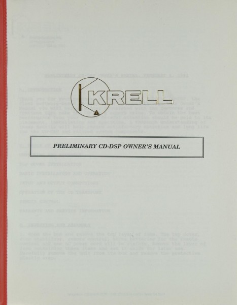 Krell CD-DSP User Manual