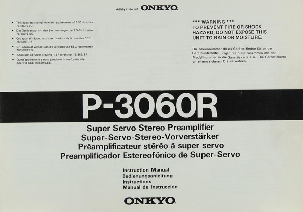 Onkyo P-3060 R Bedienungsanleitung